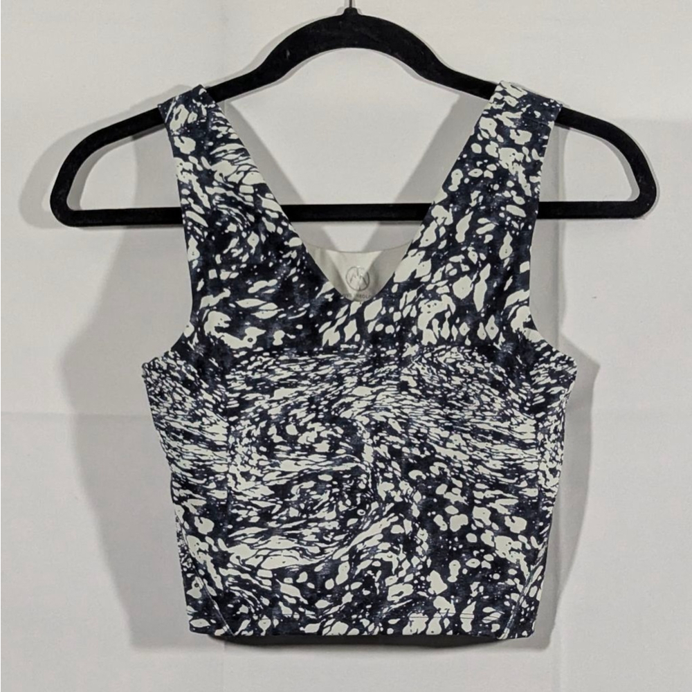 Move Theology Crop Athletic Tank Navy White Print Small